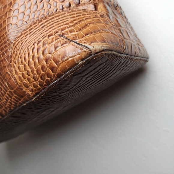 Etienne Aigner brown Crocodile Embossed Leather Handbag Tote Bag Purse - Picture 10 of 16